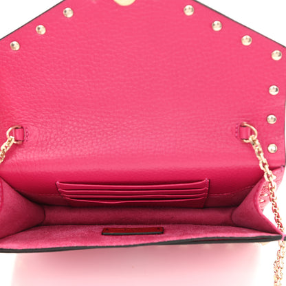 Valentino Garavani Grained Calfskin Rockstud Envelope Wallet on Chain Cyclamin 5 of 7