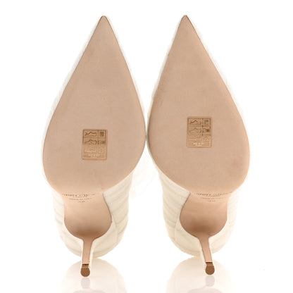 Jimmy Choo Satin Tulle Lavish 100 Pumps 38 White Silver 6 of 8