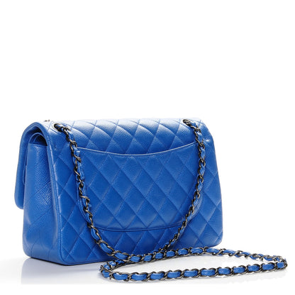 Chanel Caviar Quilted Jumbo Double Flap Blue 3 of 7