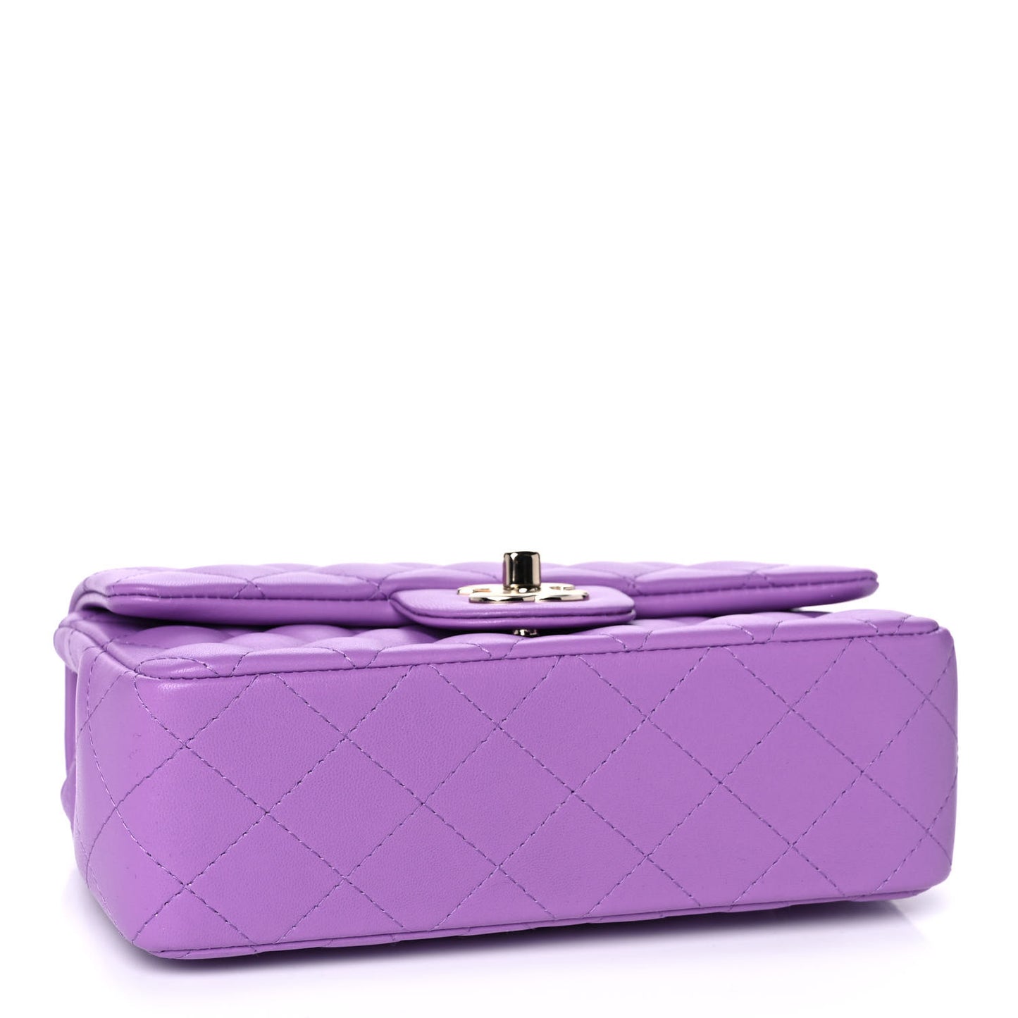 Lambskin Quilted Mini Rectangular Flap Purple