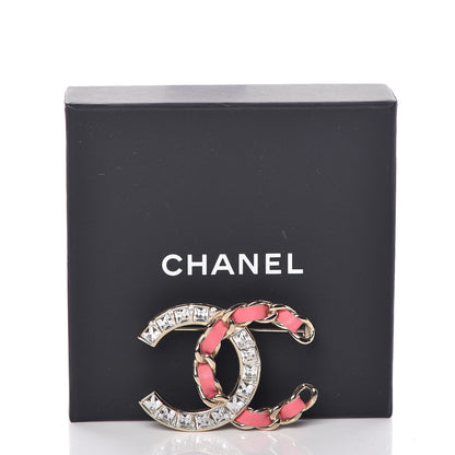 Chanel Lambskin Baguette Crystal CC Chain Brooch Pink Gold 5 of 5