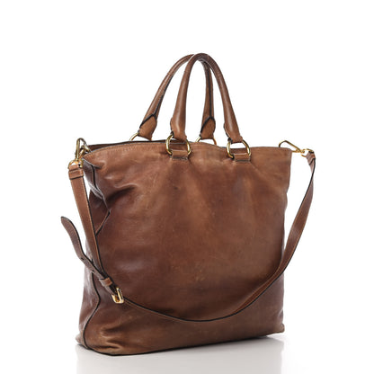Prada Soft Calf Shopping Tote Brown 3 of 13
