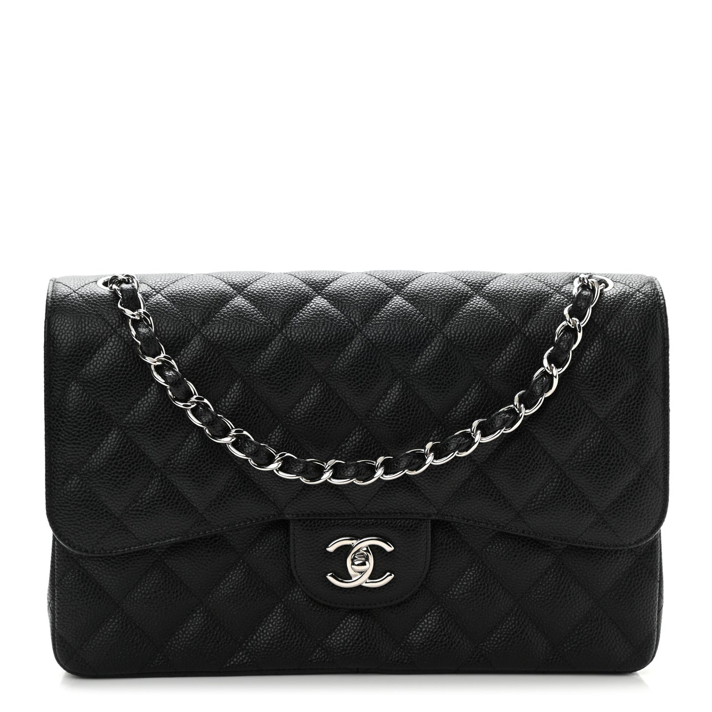 Caviar Quilted Jumbo Double Flap Black