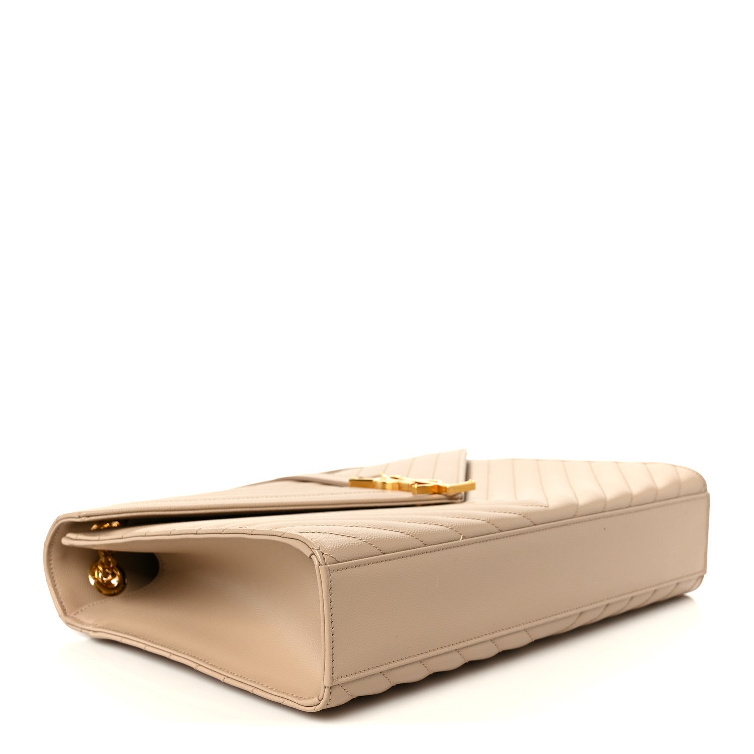Saint Laurent Grain De Poudre Matelasse Chevron Large Monogram Satchel Dark Beige 4 of 11