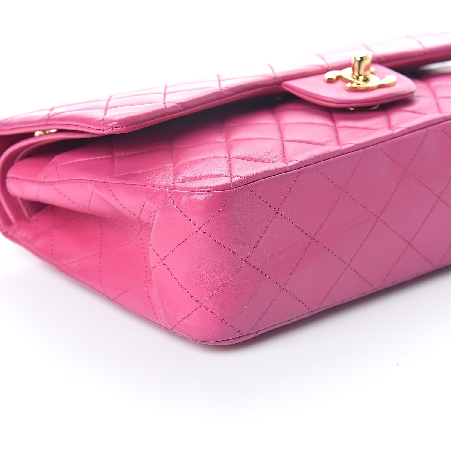 Chanel Lambskin Quilted Medium Double Flap Dark Pink 9 of 10