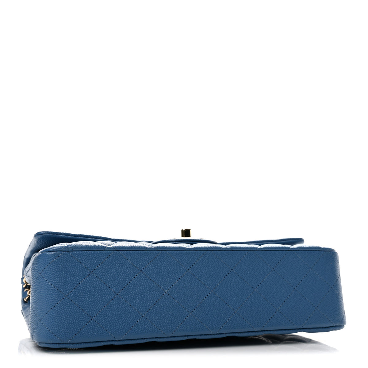 Caviar Quilted Medium Double Flap Blue
