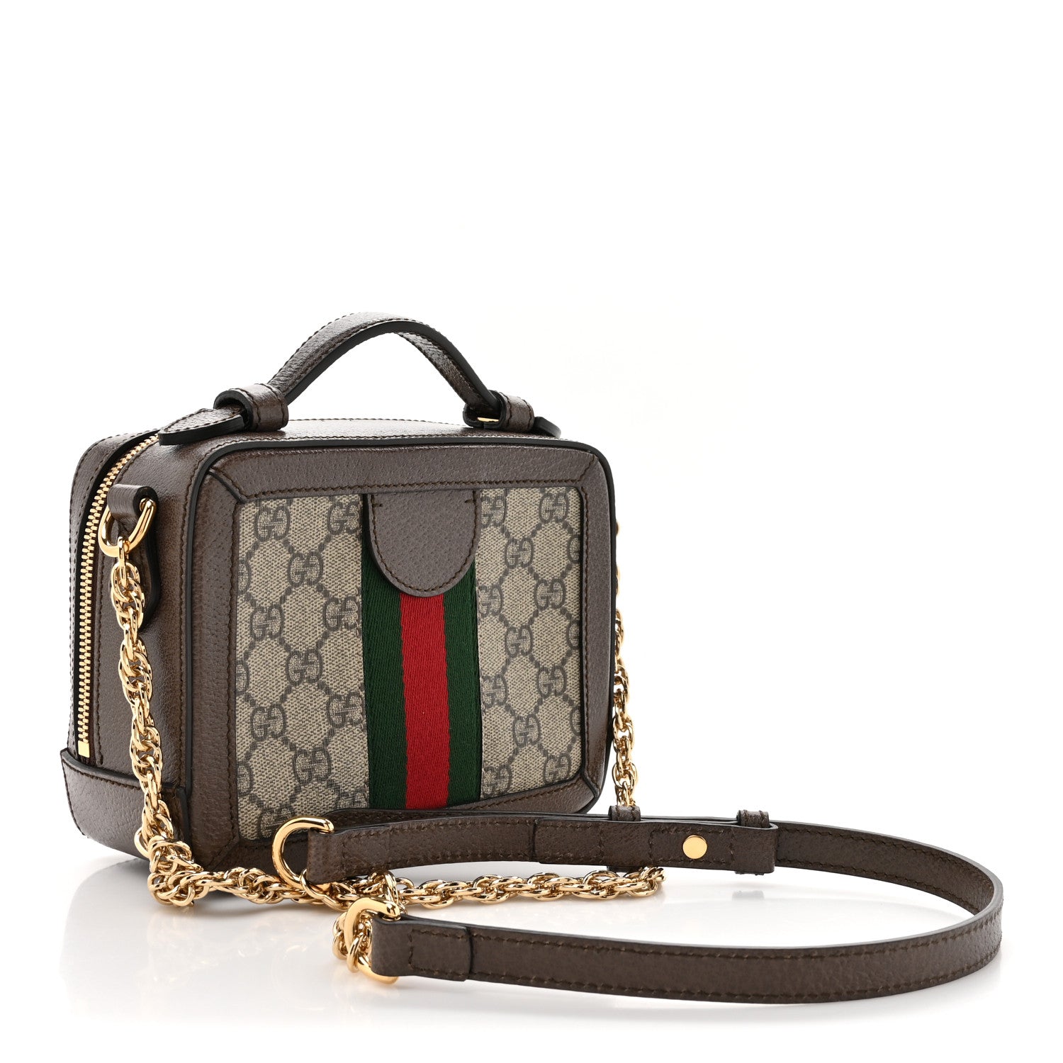 Gucci GG Supreme Monogram Mini Ophidia Top Handle Shoulder Bag Brown 3 of 10