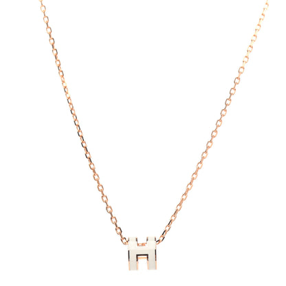 Hermes Lacquered Rose Gold Mini Pop H Pendant Necklace White 1 of 4