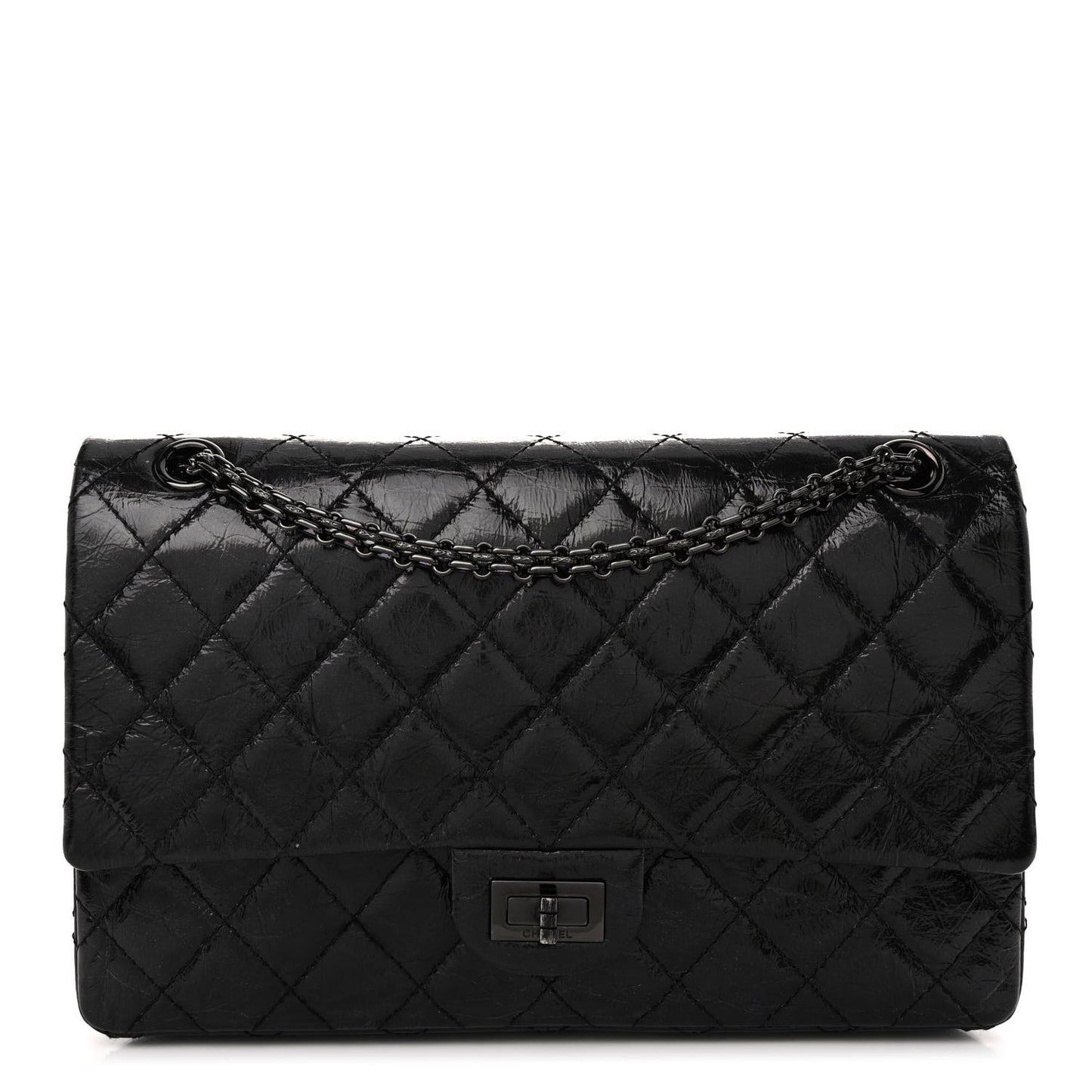 Glazed Calfskin Quilted 2.55 Reissue 226 Flap So Black