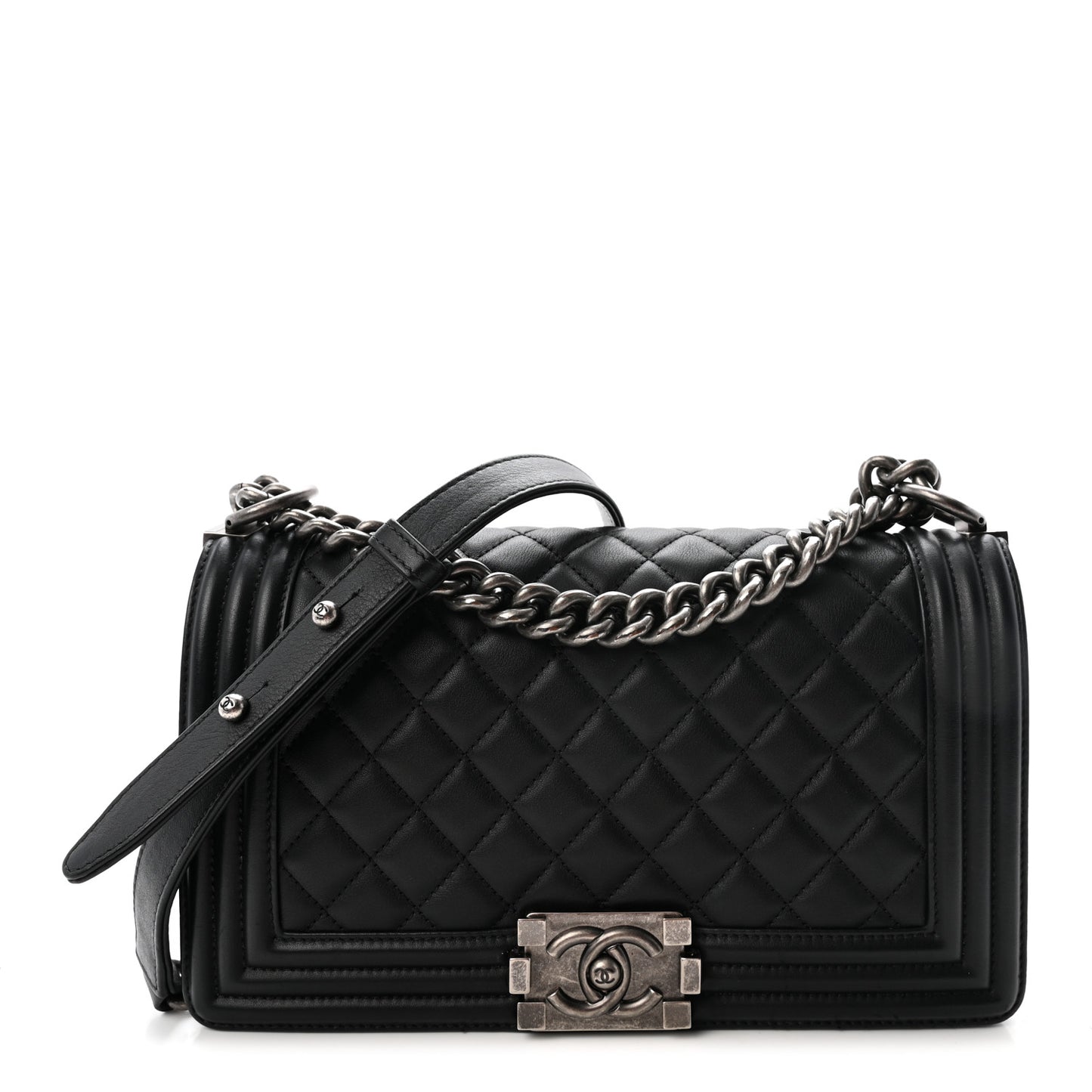 Calfskin Quilted Medium Boy Flap Black