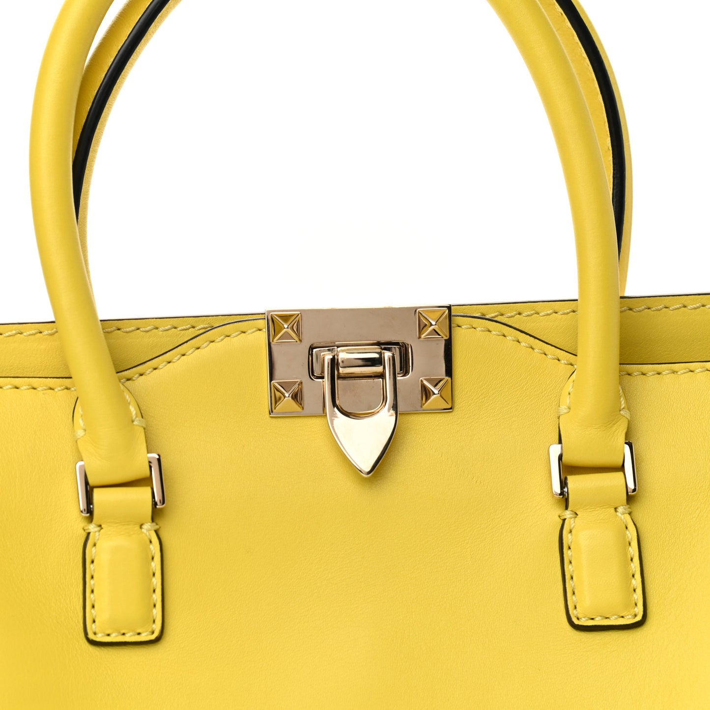 Vitello Small Rockstud Double Handle Tote Naples Yellow