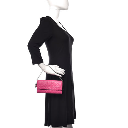 Christian Dior Lambskin Cannage Rendezvous Chain Wallet Pink 2 of 14