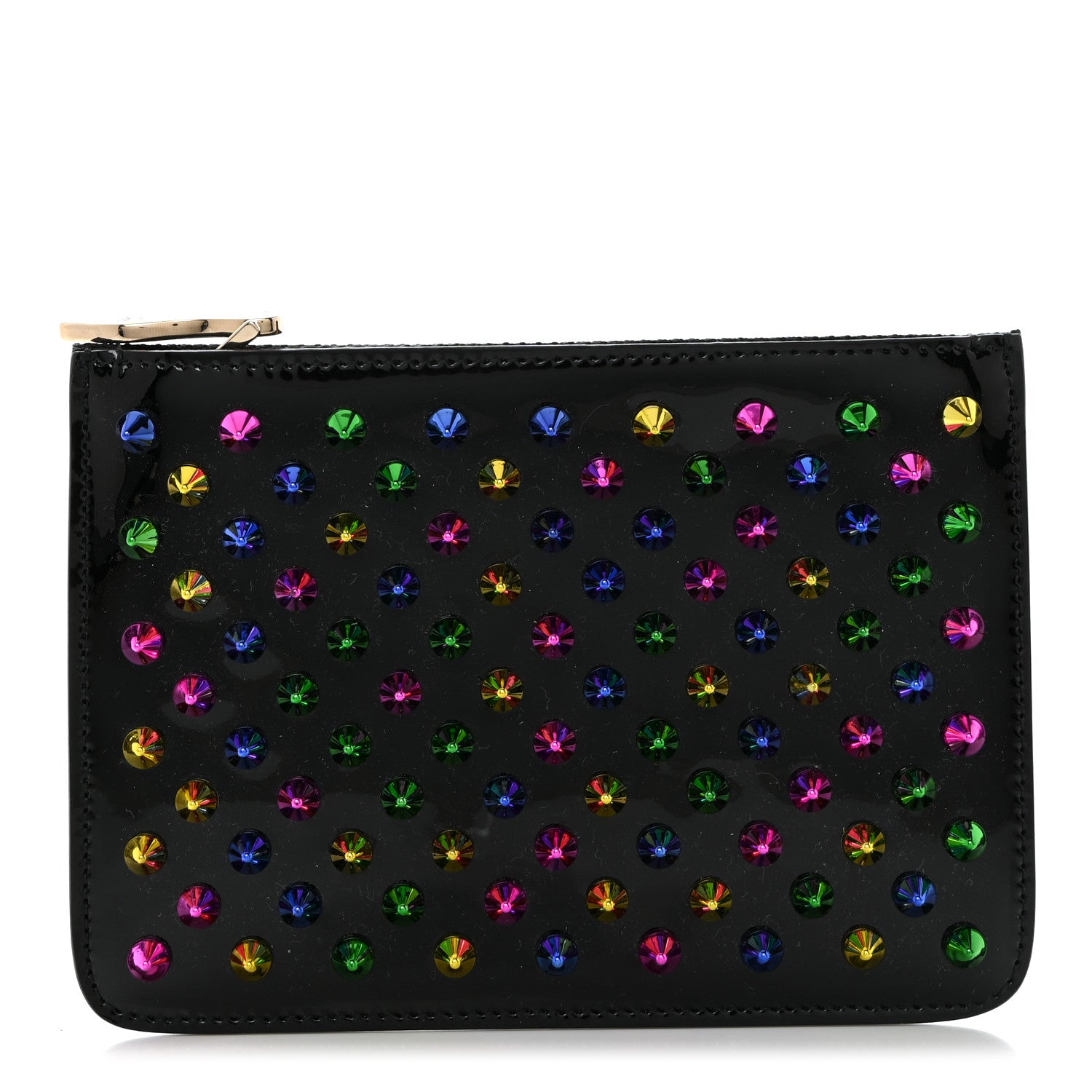 Christian Louboutin Patent Spiked Pouch Black Multicolor 1 of 6