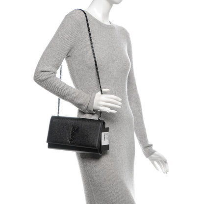 Saint Laurent Grain De Poudre Medium Classic Monogram Kate Satchel Black 2 of 5