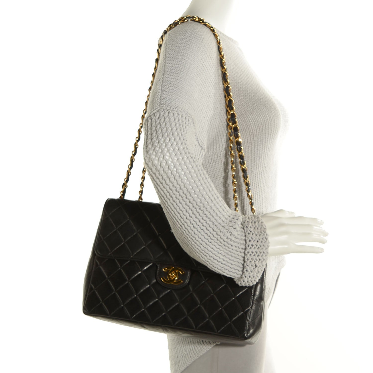 Chanel Lambskin Quilted Jumbo Flap Black 2 of 9