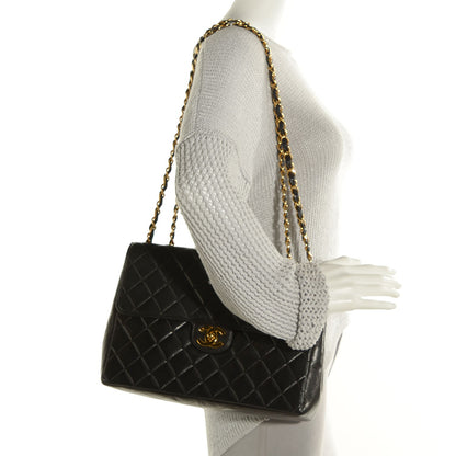 Chanel Lambskin Quilted Jumbo Flap Black 2 of 9