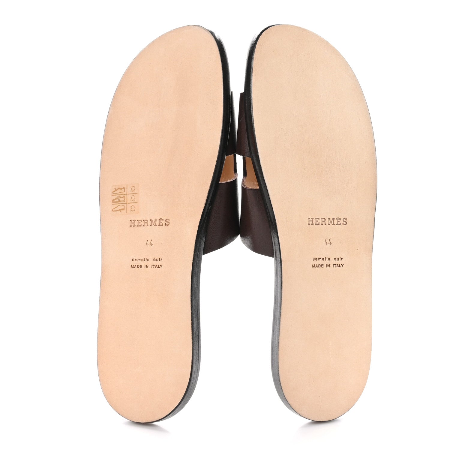 Hermes Calfskin Mens Izmir Sandals 44 Moka 5 of 9