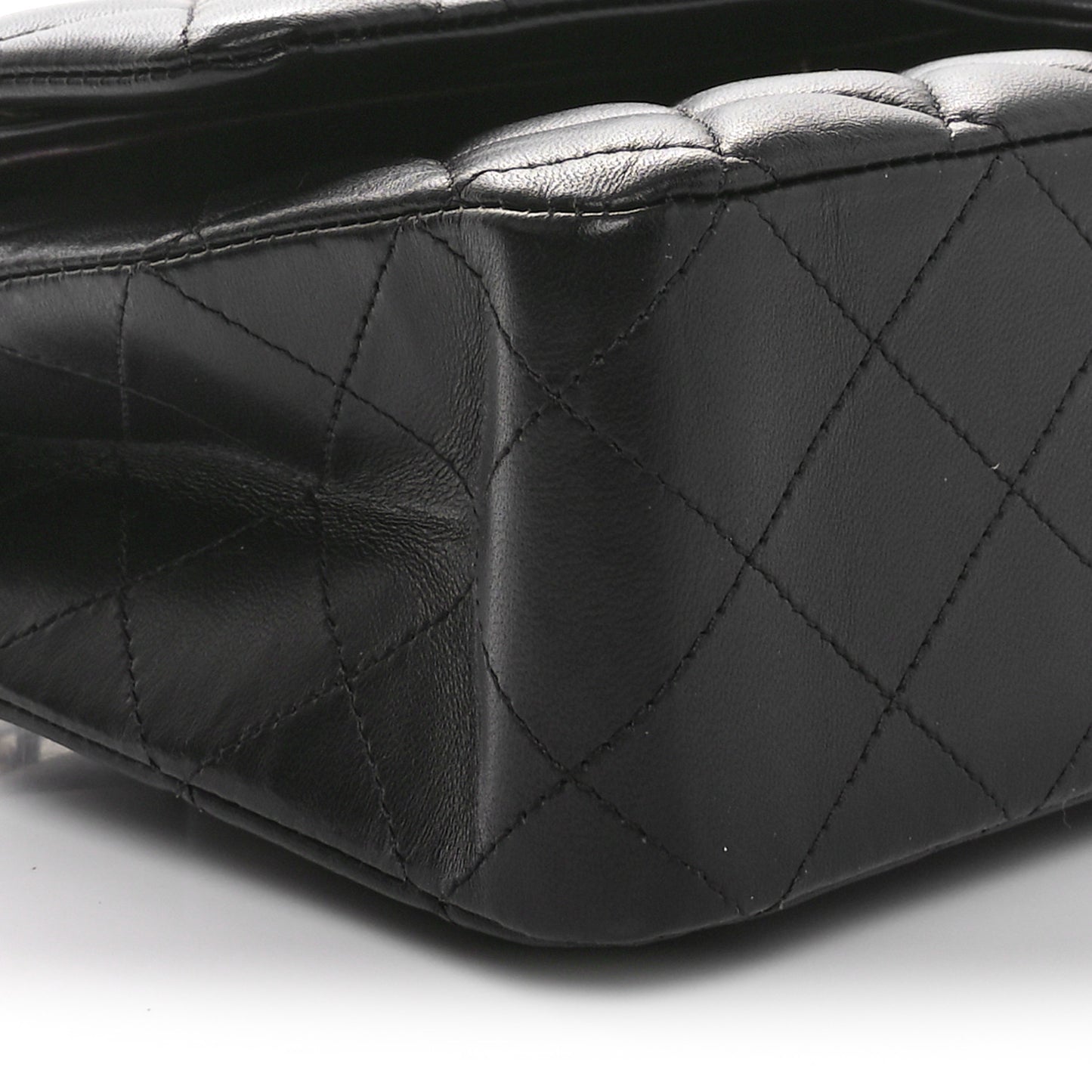 Lambskin Quilted Medium Double Flap Black