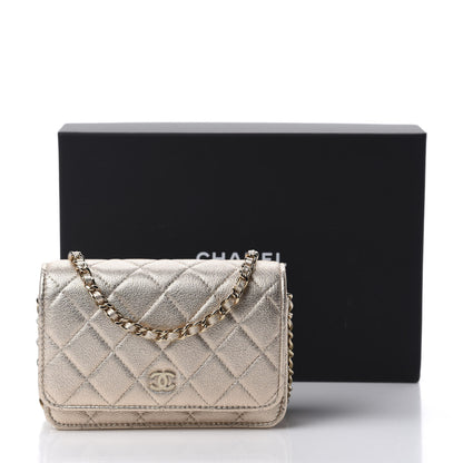 Chanel Metallic Lambskin Quilted Mini Wallet On Chain WOC Gold 11 of 11
