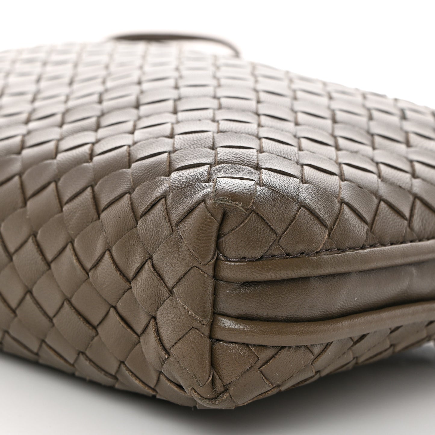 Nappa Intrecciato Nodini Crossbody Messenger Taupe Grey