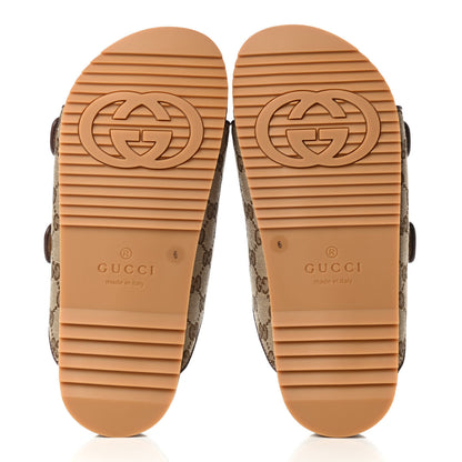 Gucci GG Monogram Lavaredo Eco Fabric Mens Slide Sandals With Straps 6 Beige Ebony Light Brown 5 of 8