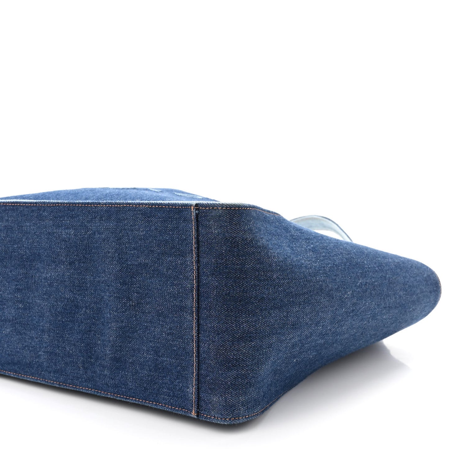 Denim East West Perforated Tote Blue