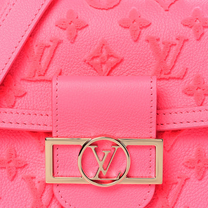 Louis Vuitton Grained Calfskin Tufted Monogram Mini Dauphine Fluo Pink 7 of 9