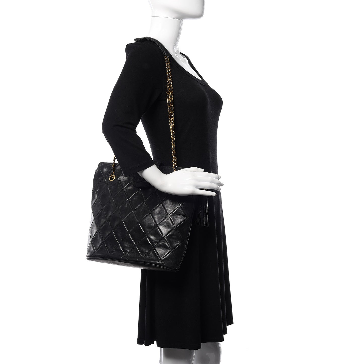 Lambskin Quilted Shoulder Bag Black
