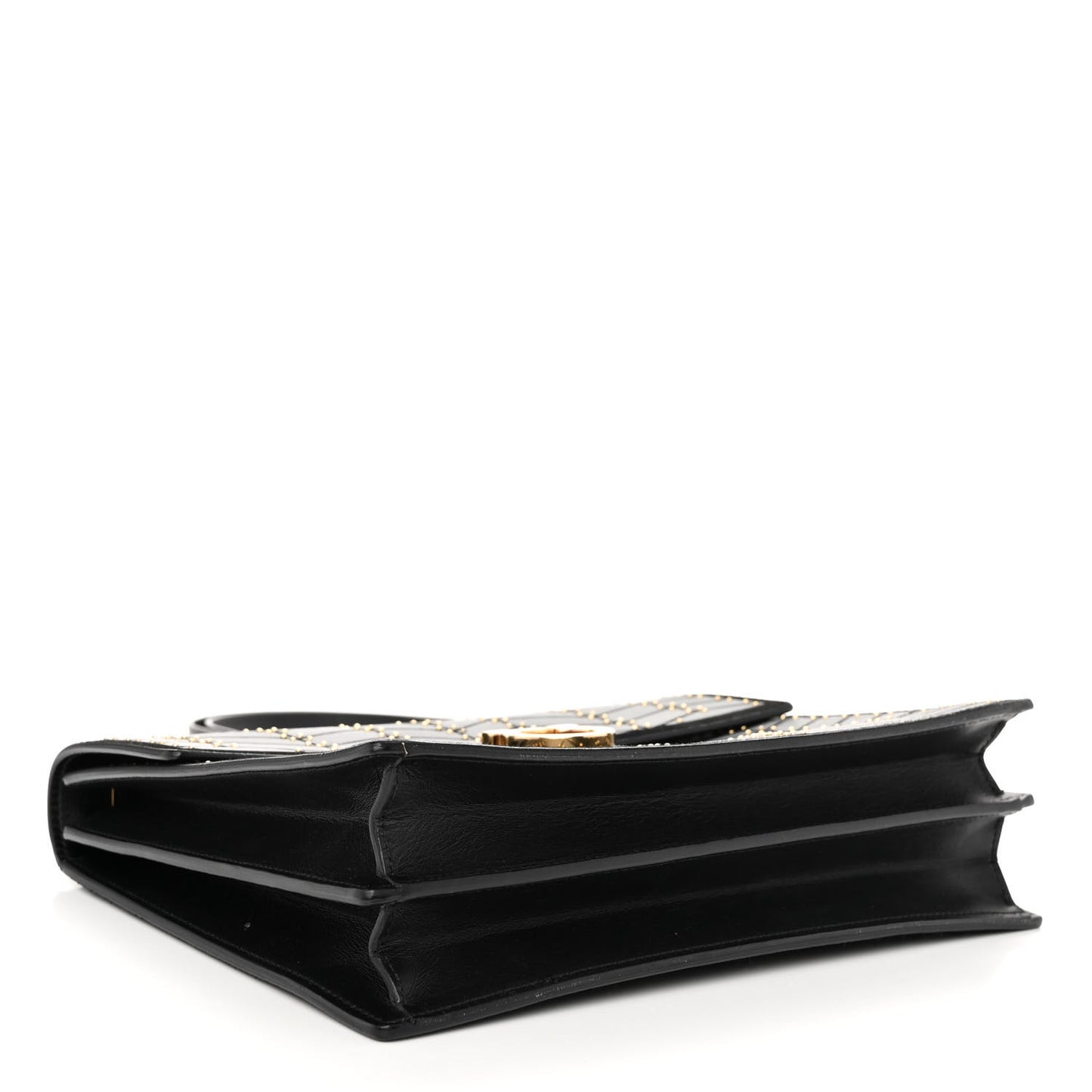 Calfskin Suede Studded Aileen Shoulder Bag Black