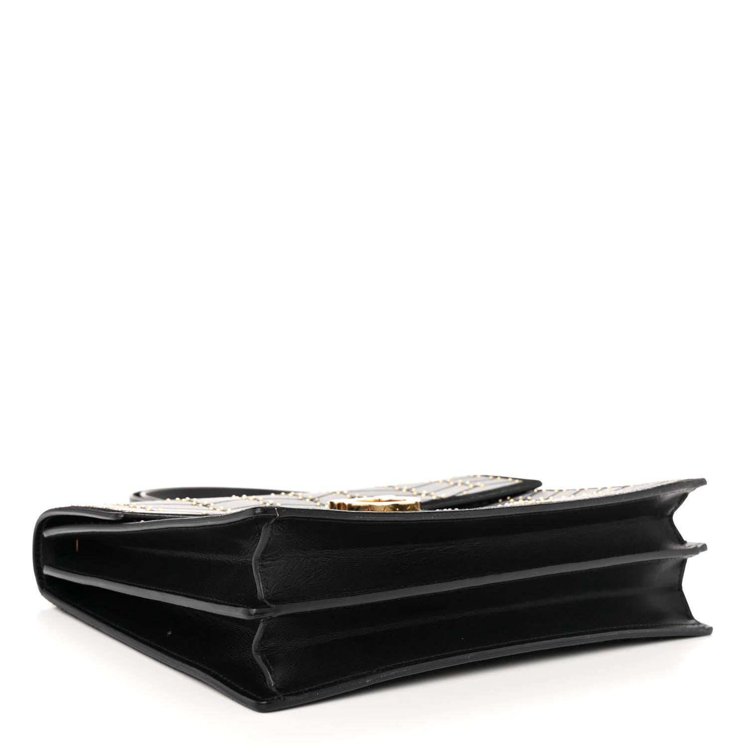 Salvatore Ferragamo Calfskin Suede Studded Aileen Shoulder Bag Black 4 of 14
