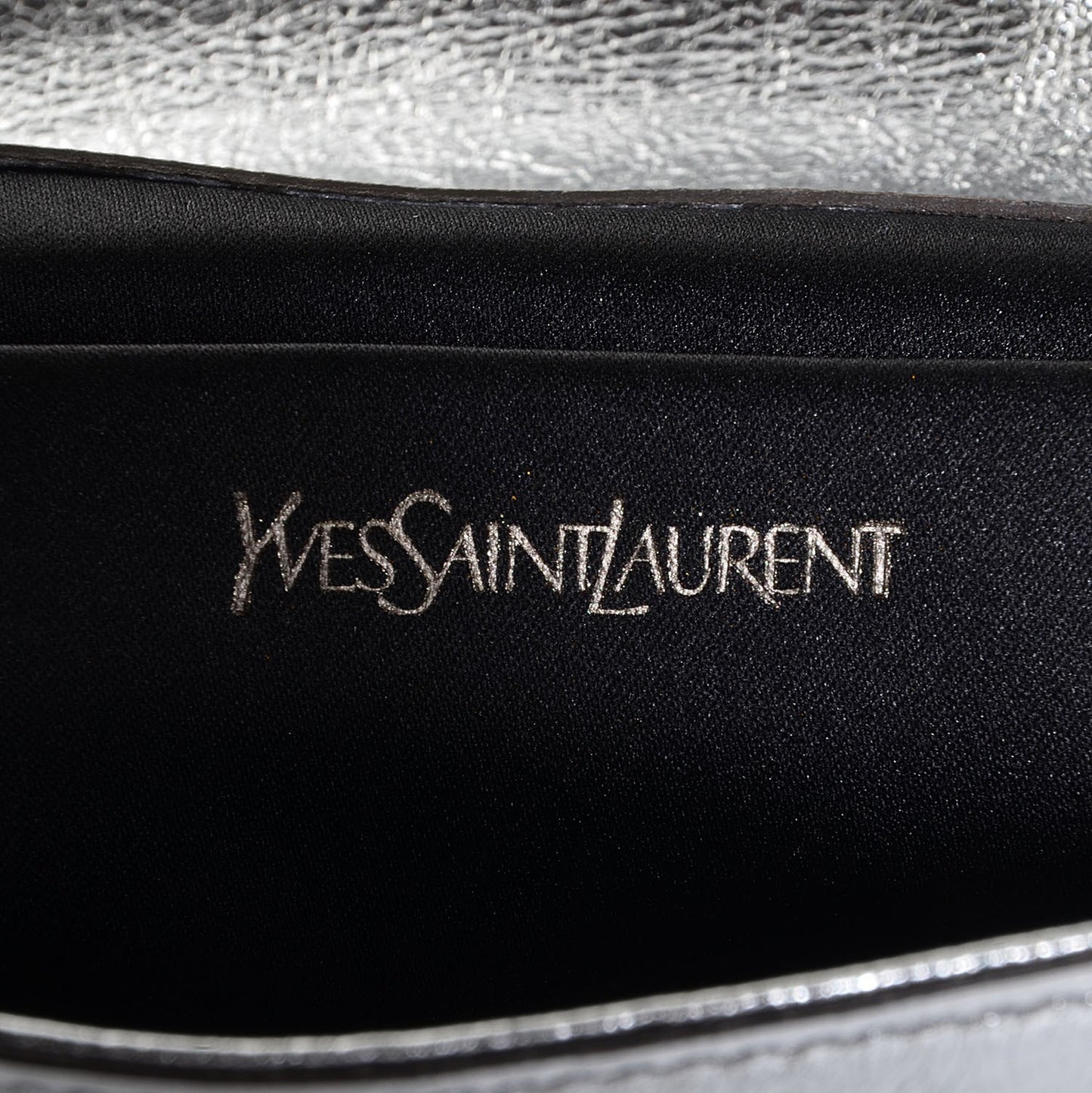 Metallic Leather Large Belle De Jour Clutch Silver