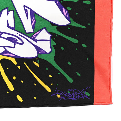 Hermes Silk Gavroche Graff Pocket Square Scarf Multicolor Black Jaune 4 of 4