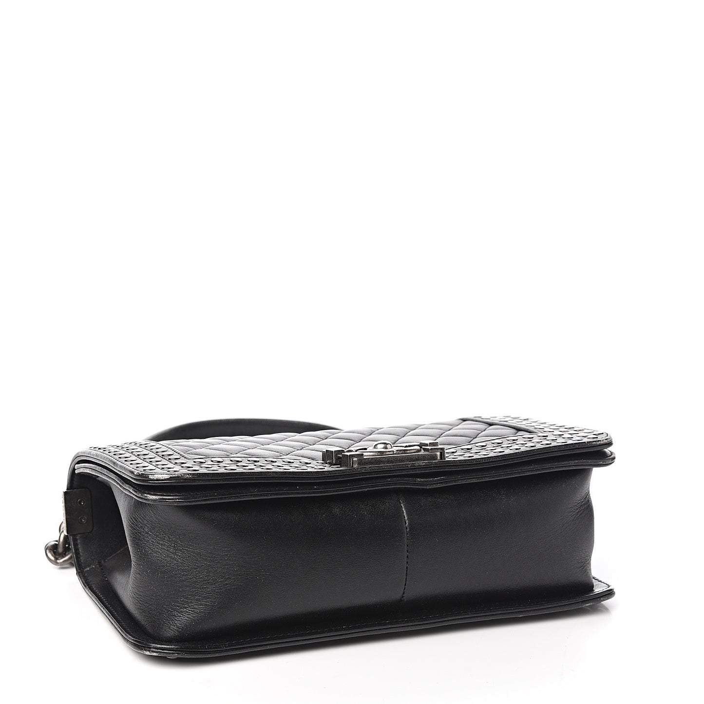 Faded Calfskin Quilted Medium Studded Boy Flap Black