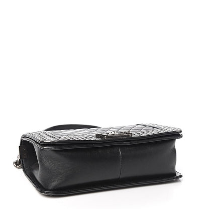 Chanel Faded Calfskin Quilted Medium Studded Boy Flap Black 3 of 10