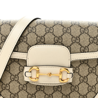 Gucci GG Supreme Monogram Web Mini Horsebit 1955 Shoulder Bag Beige Mystic White 8 of 10