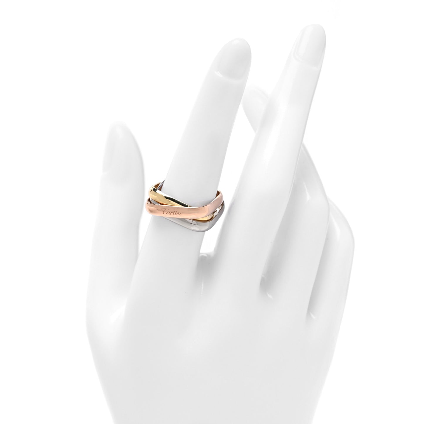 18K Pink Yellow White Gold Medium Trinity Cushion Ring 56 7.5