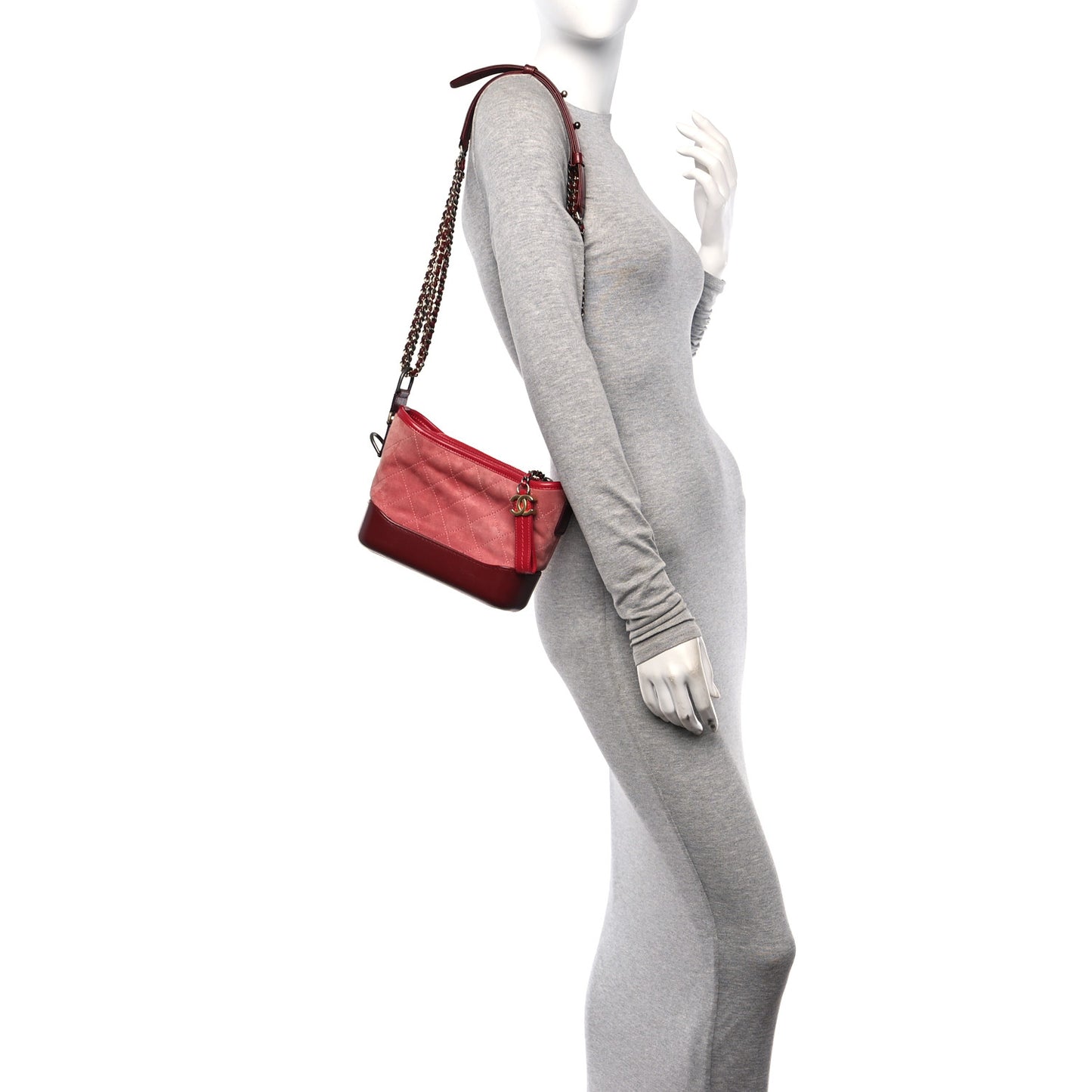 Suede Quilted Small Gabrielle Hobo Red