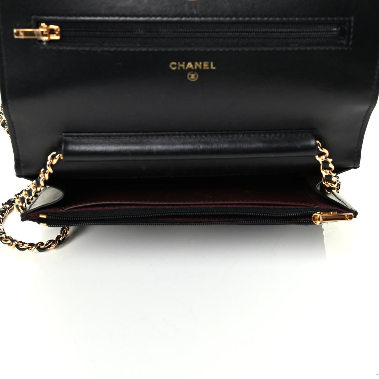Lambskin Quilted Wallet On Chain WOC Black