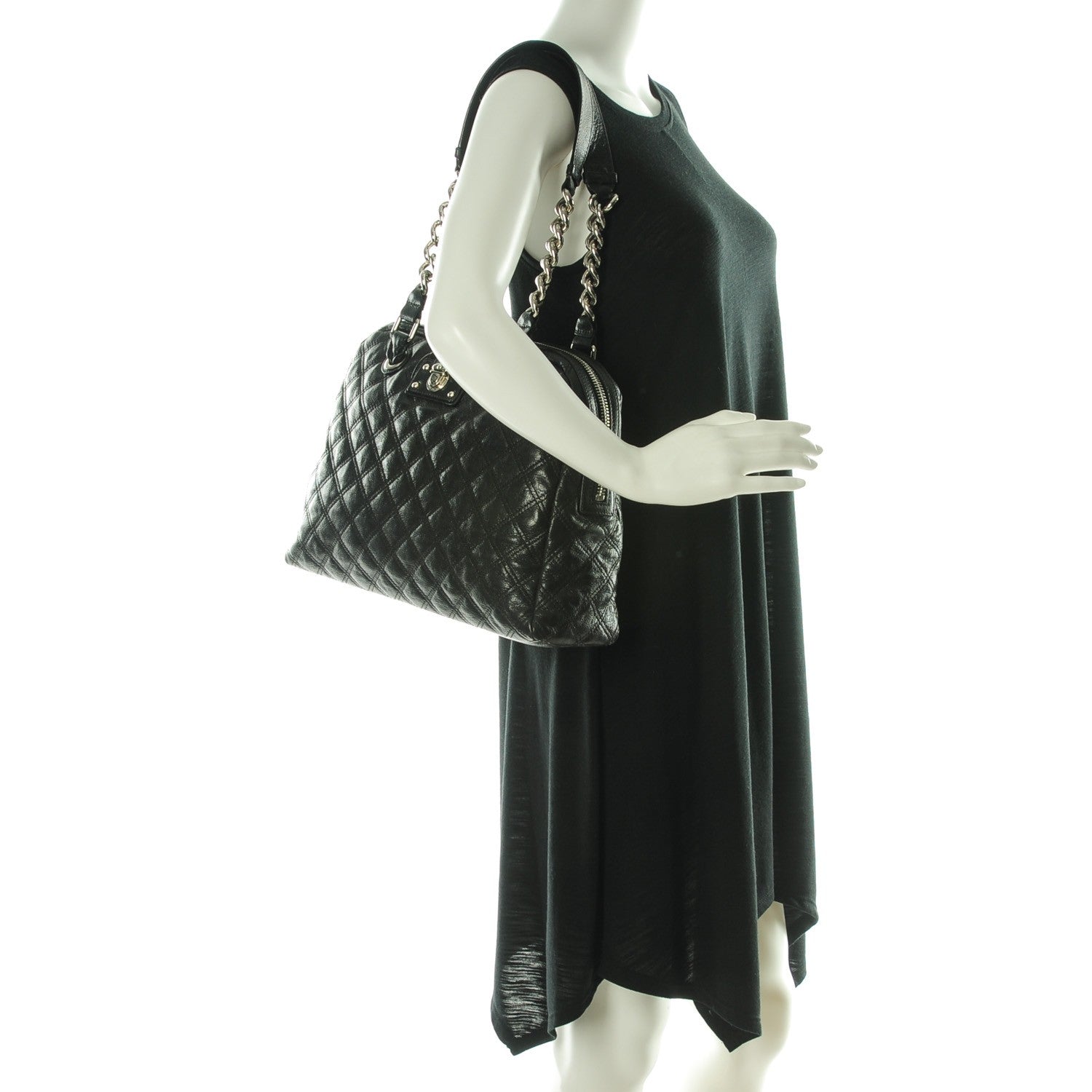 Marc Jacobs Lacquered Goatskin Quilted Karlie Satchel Black 2 of 8
