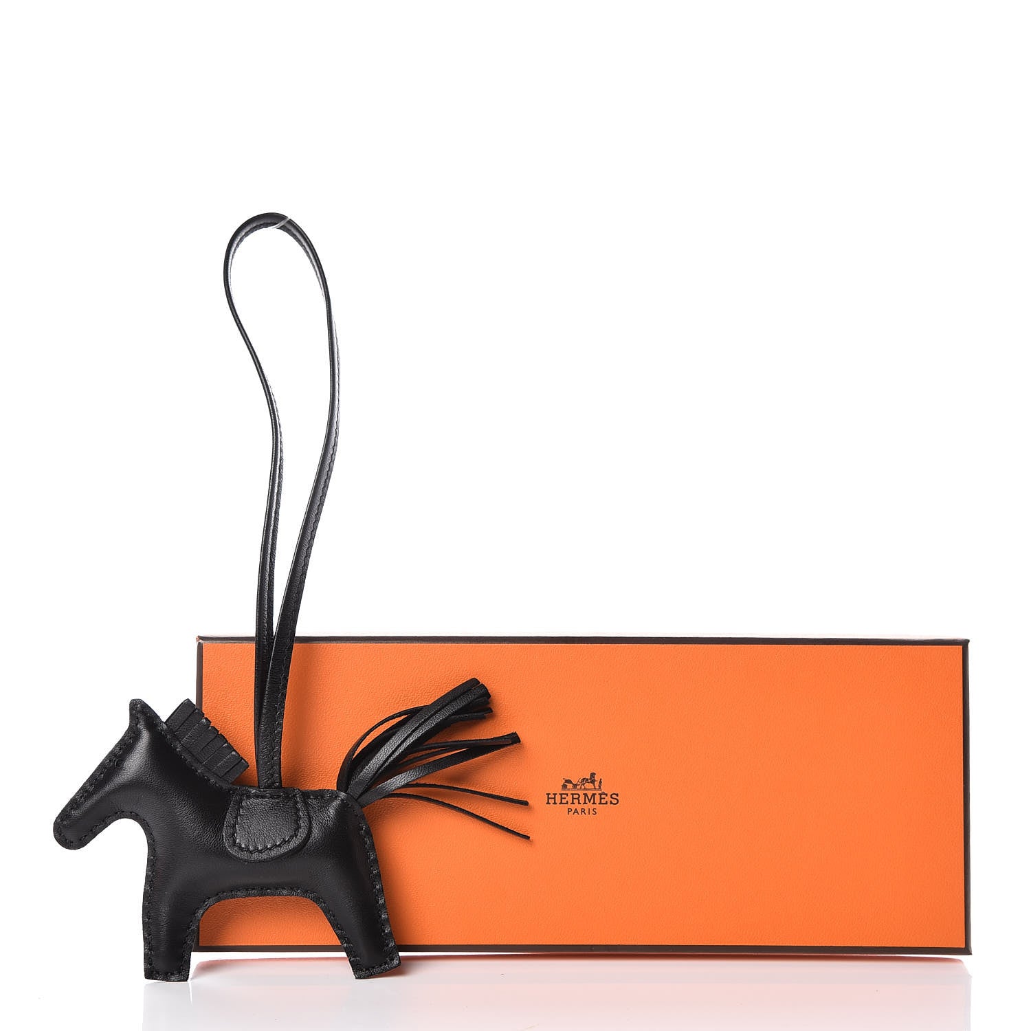 Hermes Milo Lambskin Grigri Rodeo Horse Bag Charm PM So Black 5 of 5