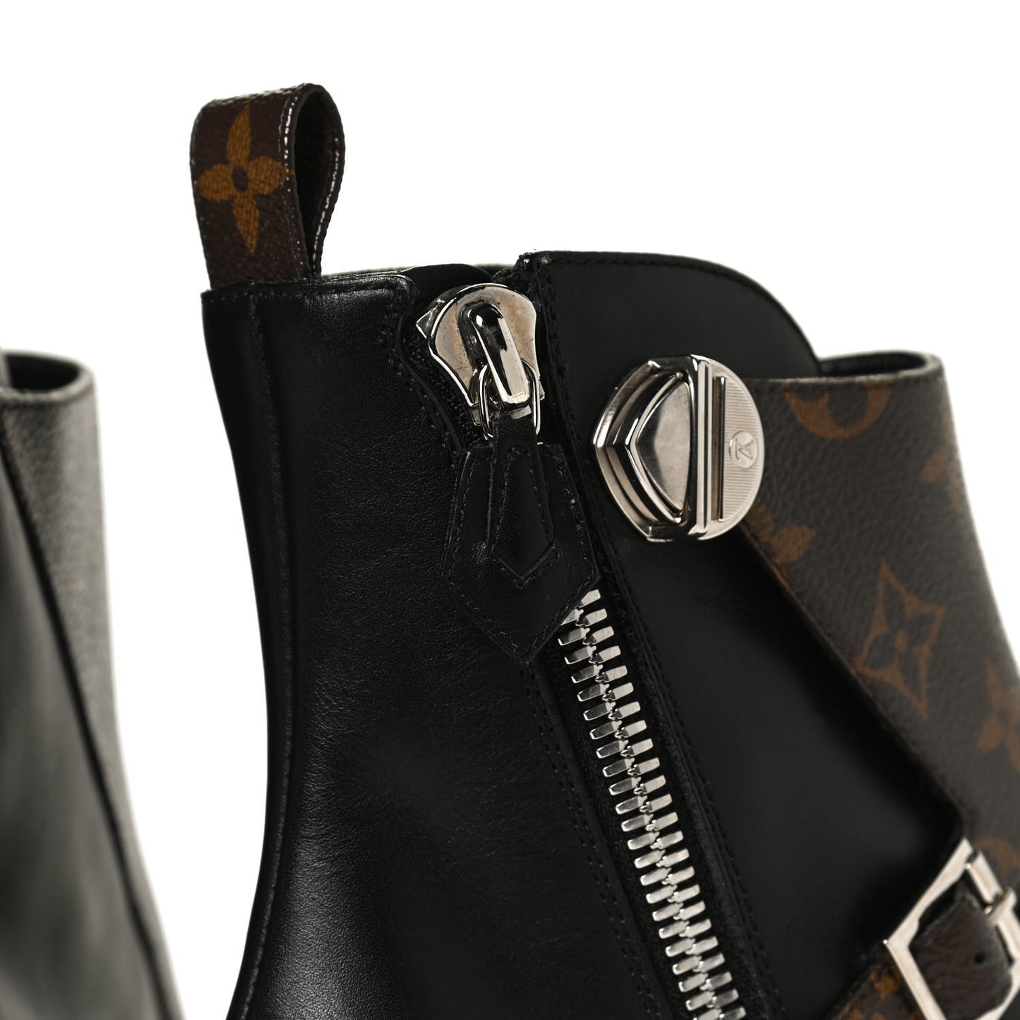 Calfskin Monogram Jumble Flat Ankle Boots 37 Black