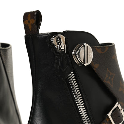 Louis Vuitton Calfskin Monogram Jumble Flat Ankle Boots 37 Black 10 of 11