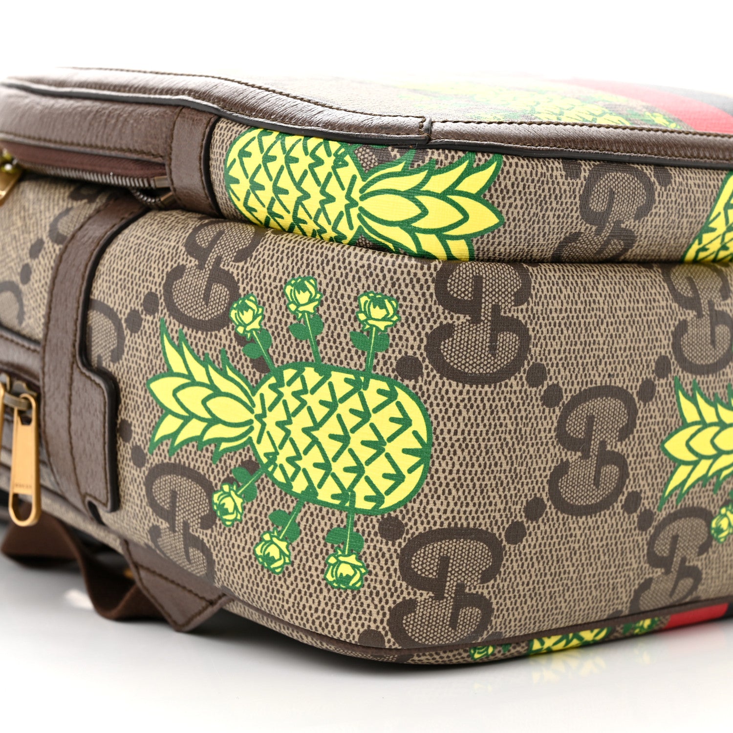 Gucci Jumbo GG Supreme Monogram Textured Dollar Calfskin Small Pineapple What's Inside Retro Interlocking G Backpack Beige Ebony Green Pink New Acero 9 of 10