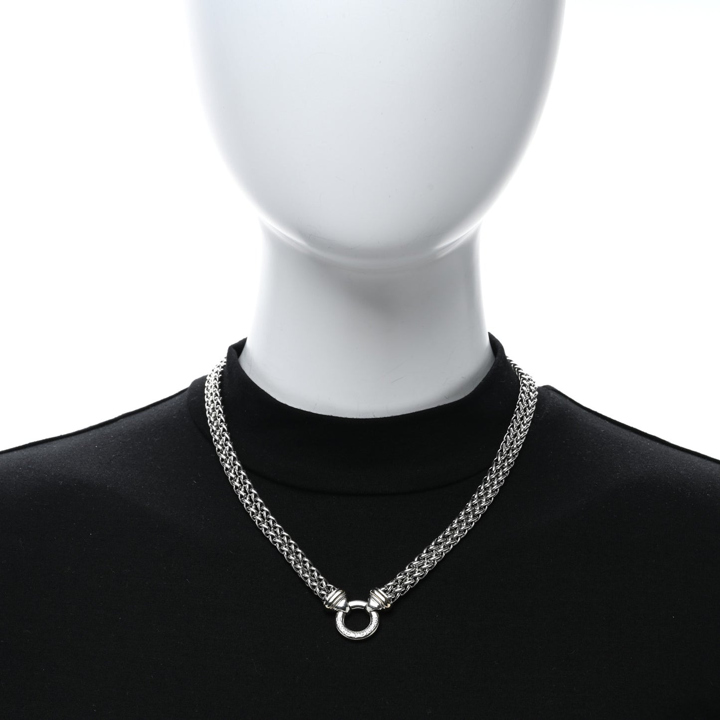Sterling Silver 18K Yellow Gold 8mm Double Wheat Chain Necklace