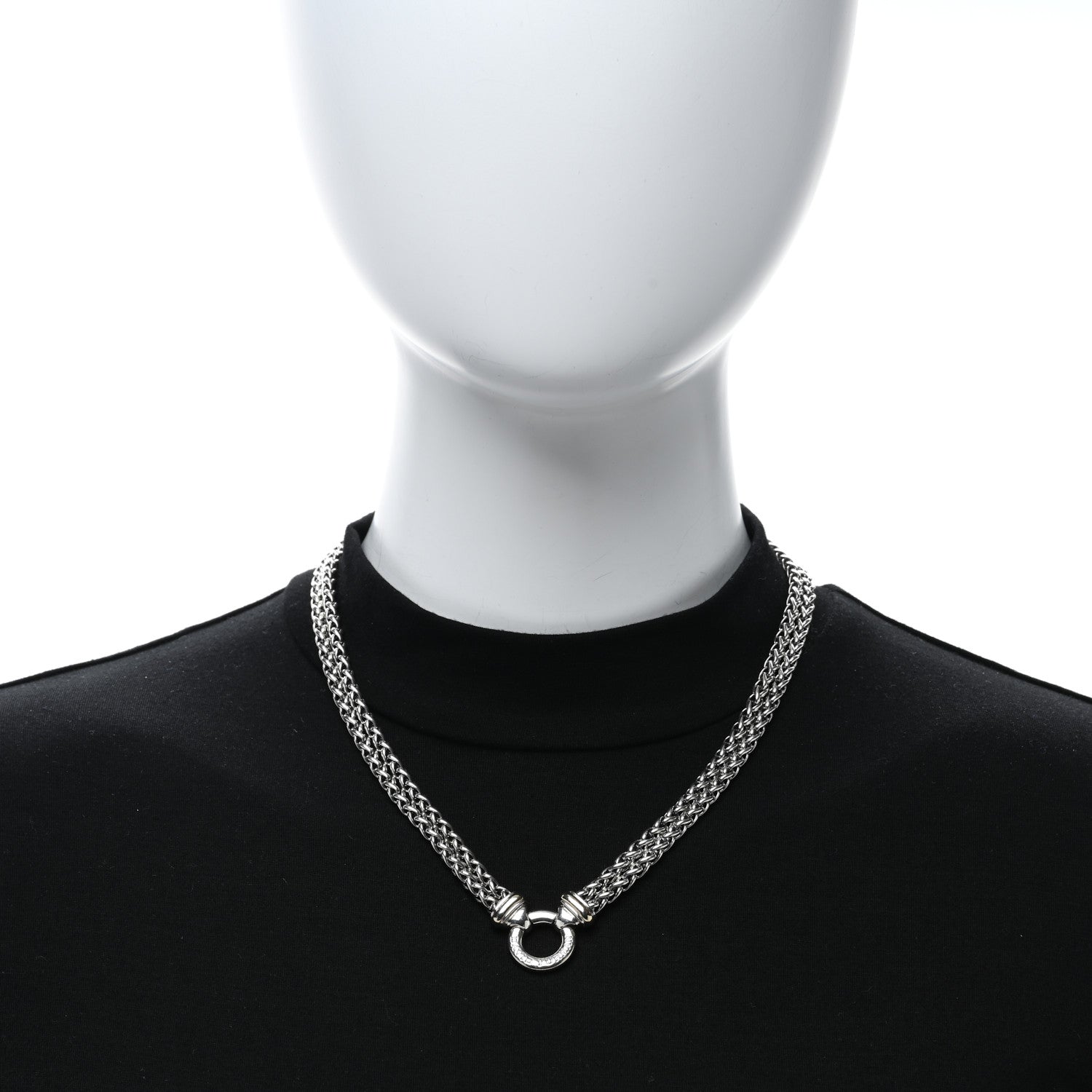 David Yurman Sterling Silver 18K Yellow Gold 8mm Double Wheat Chain Necklace 3 of 4