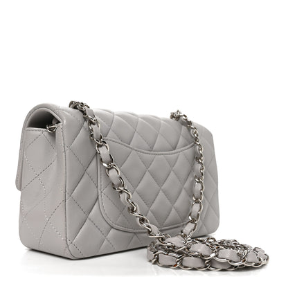 Chanel Lambskin Quilted Mini Rectangular Flap Light Grey 3 of 11