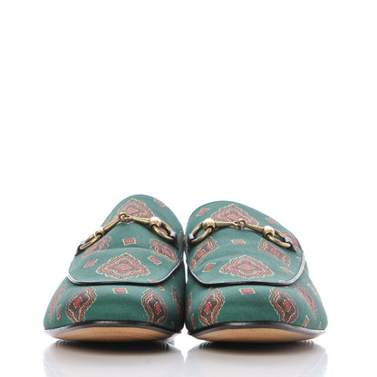 Gucci Satin Goatskin Jewel Highlands Printed Mens Princetown Slippers 8 Green 2 of 12