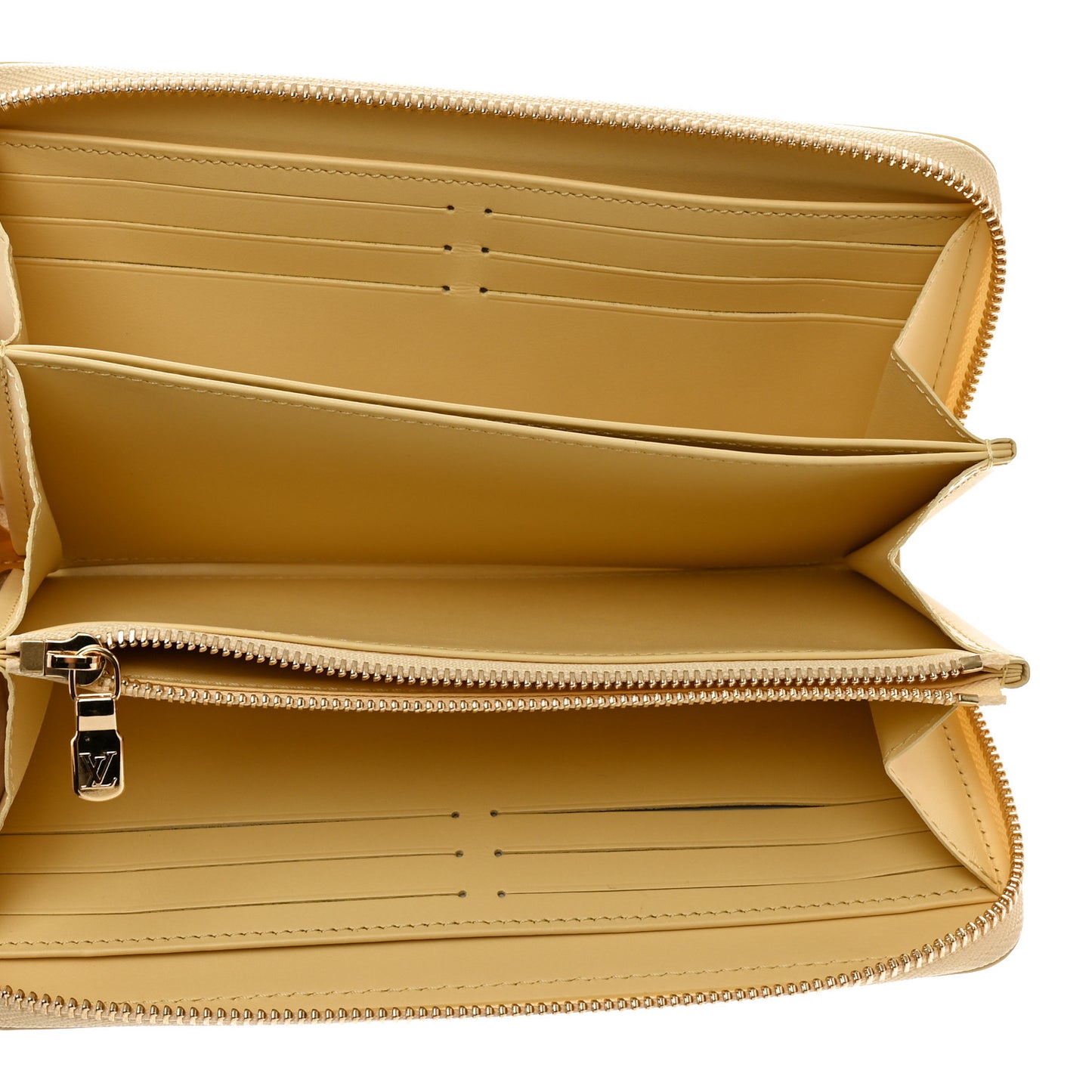 Calfskin Nanogram Embossed Zippy Wallet Jaune