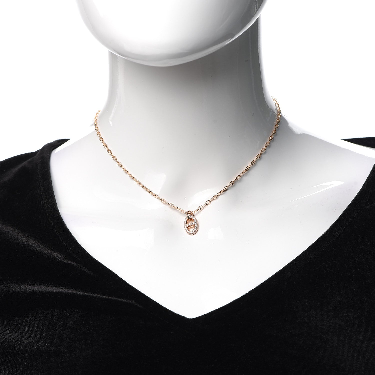 Hermes 18K Rose Gold Diamond PM New Farandole Pendant Necklace SH 2 of 6