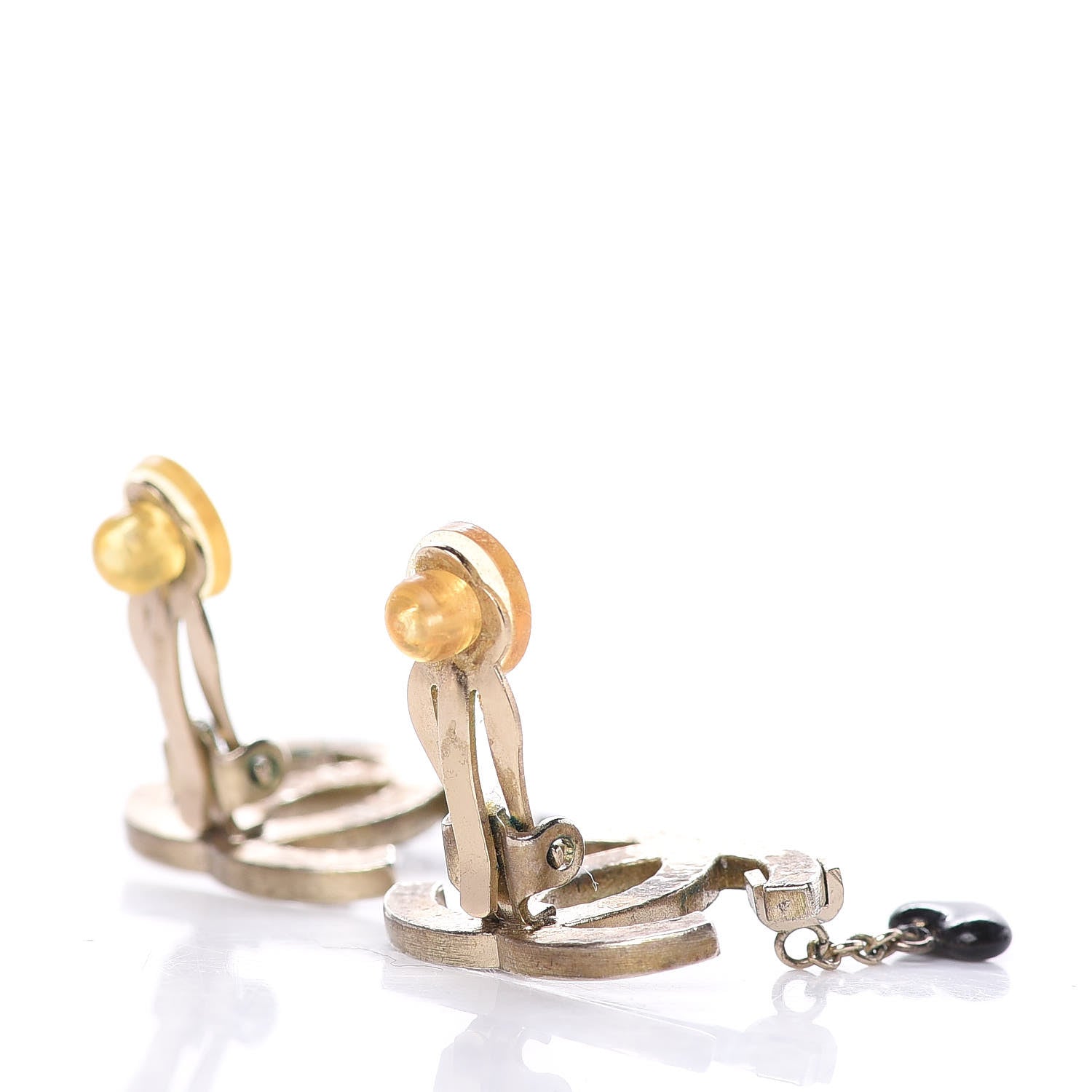 Chanel CC Heart Drop Clip On Earrings Gold 4 of 5